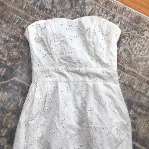 Strapless White Eyelet Dress